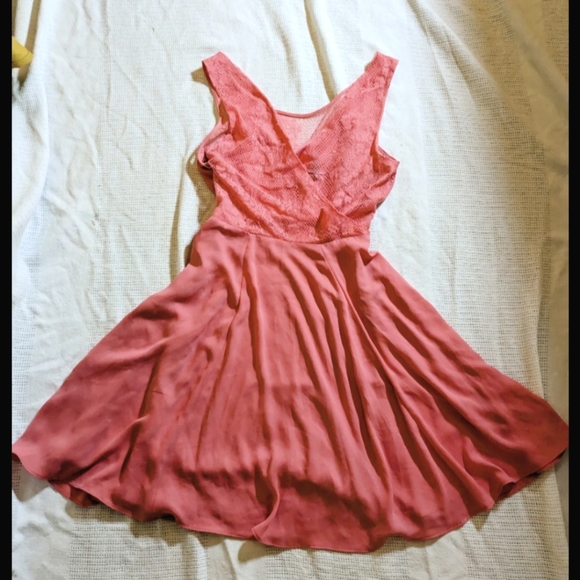 NWOT Express sexy lace back coral dress 4 - Picture 3 of 11